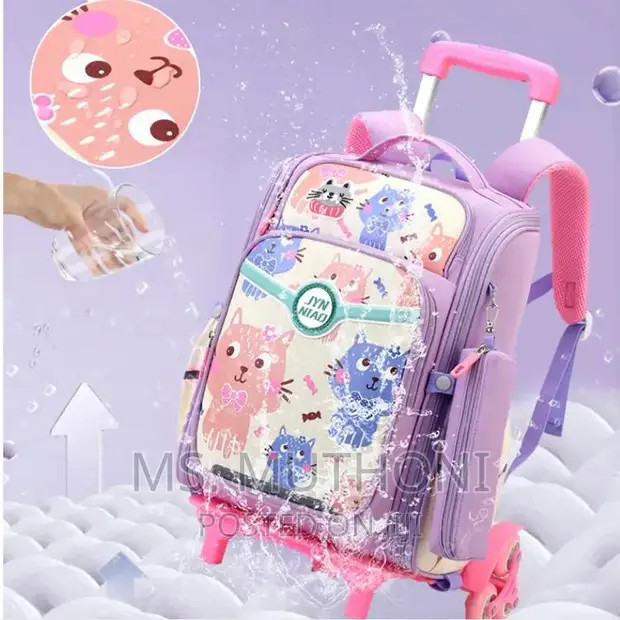کیف کوله پشتی چرخدار طرح پیشی دخترانه