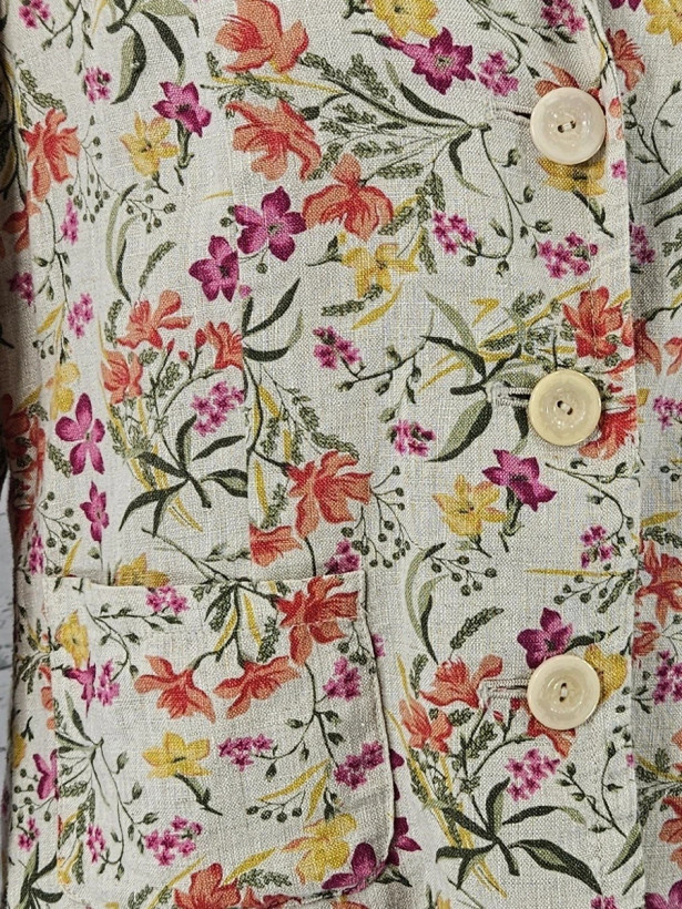شومیز کت لینن زنانه طرحدار گلدار وارداتی برند JM Collection