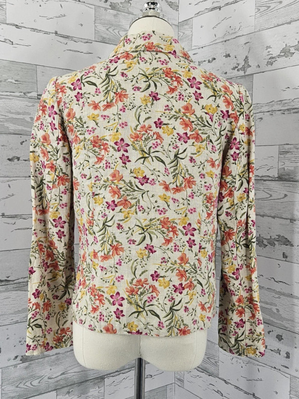 شومیز کت لینن زنانه طرحدار گلدار وارداتی برند JM Collection