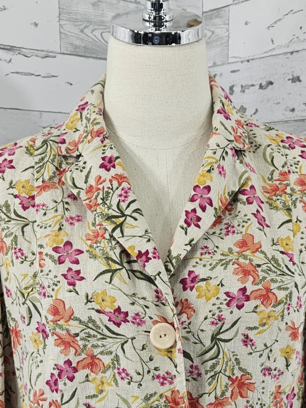 شومیز کت لینن زنانه طرحدار گلدار وارداتی برند JM Collection