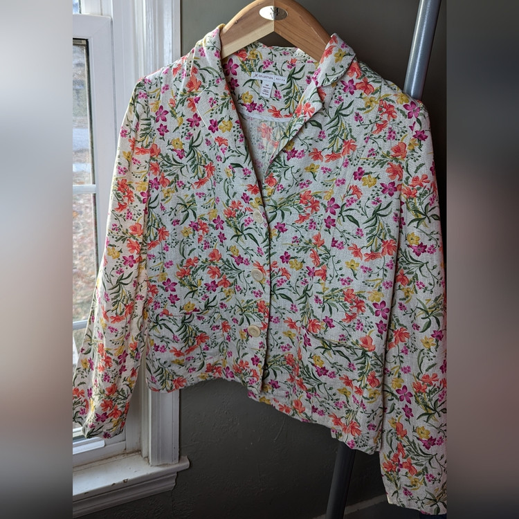 شومیز کت لینن زنانه طرحدار گلدار وارداتی برند JM Collection