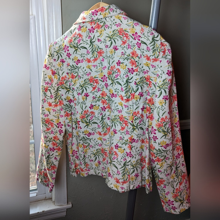 شومیز کت لینن زنانه طرحدار گلدار وارداتی برند JM Collection