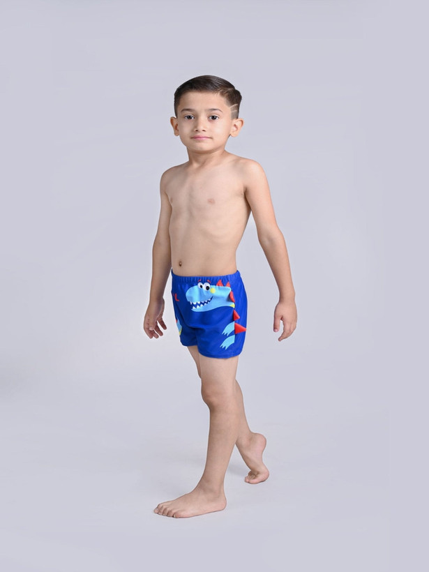 مایو استخری شنا پسرانه دو تکه شرت و کلاه طرح دایناسور وارداتی