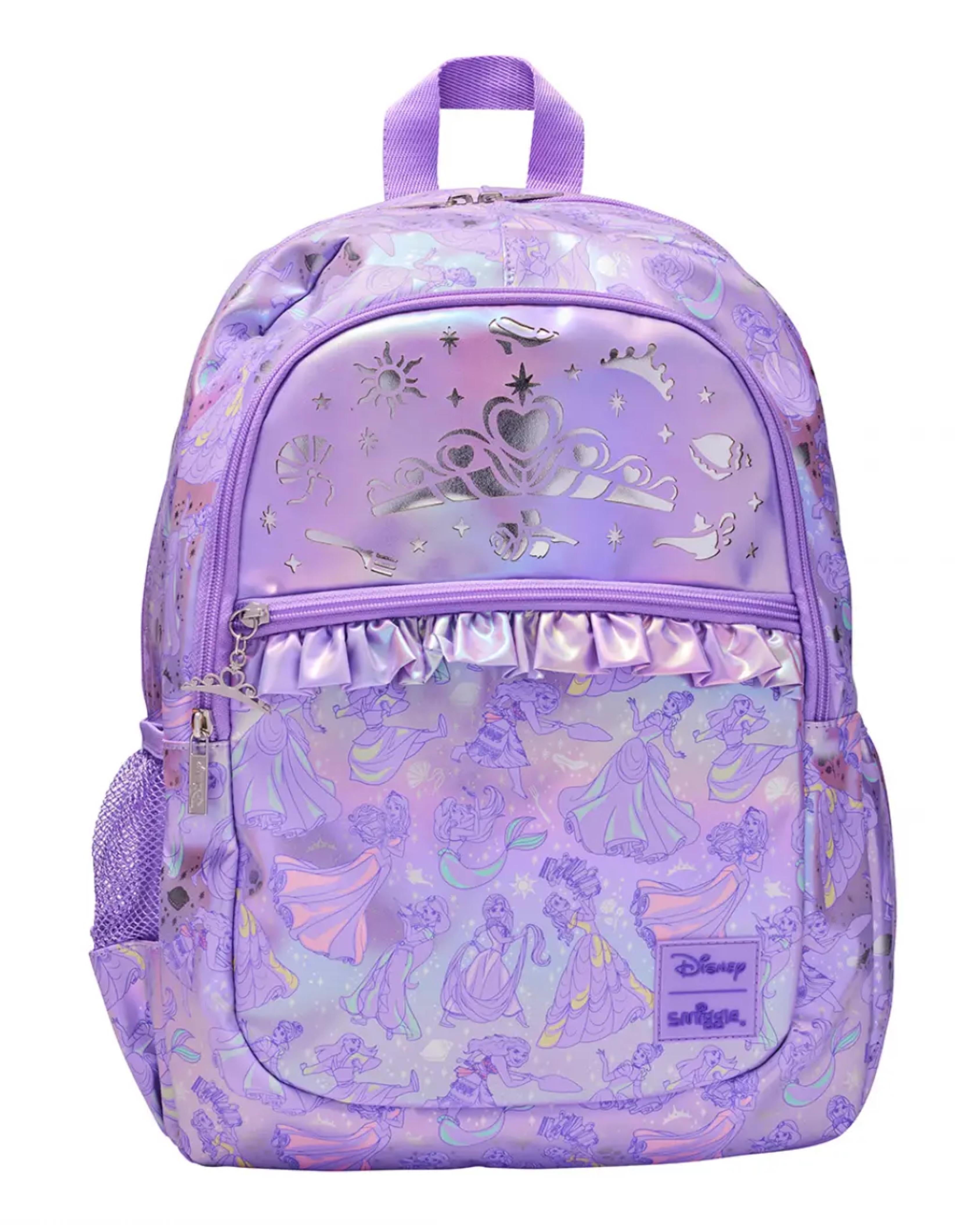 کیف کوله پشتی اسمیگل دخترانه مدل پرنسس دیزنی برند یاسی براق smiggle طرح تاج