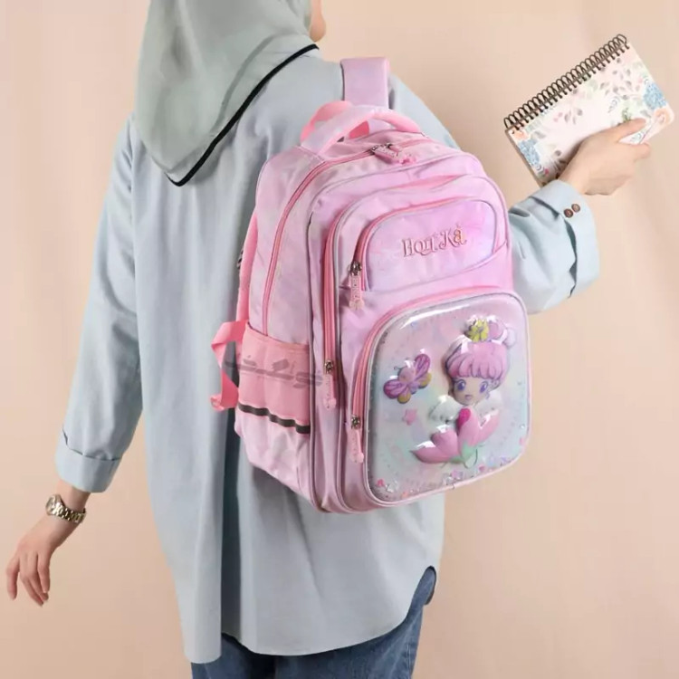 کیف کوله پشتی دخترانه طرح دختر و گل برند هونکا